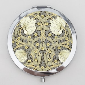 Art Nouveau Compact Mirror OR Pill Box - William Morris, Pimpernel, Floral Design, Flower Wallpaper, Trinket Box, Keepsake, Make Up Mirror