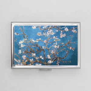 Almond Blossoms Zigarettenetui oder Kartenhalter - Stillleben, Impressionist, Van Gogh, Metall Brieftasche Fall, Gelenk Fall, Polaroid Bild Fall