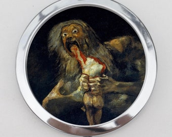 Saturn Devouring his Son Compact Mirror OR Pill Case -Francisco Goya, Black Paintings, Roman Myth, Romanticism, Pocket Mirror, Travel