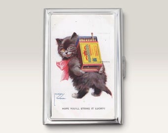 Cat Cigarette Case OR Card Holder - Funny Cats, Cat Gift, Cat Lady, Cat Collector, Funny Case, Business Card, ID Case