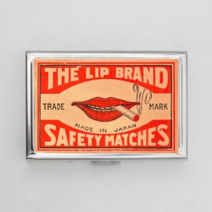 Vintage Matchbox Art Zigarettenetui ODER Kartenhalter - Vintage Kunstwerk, Streichholzschachtel, Lip Brand Sicherheitsspiel, Zigarette, Visitenkarte, Ausweishalter