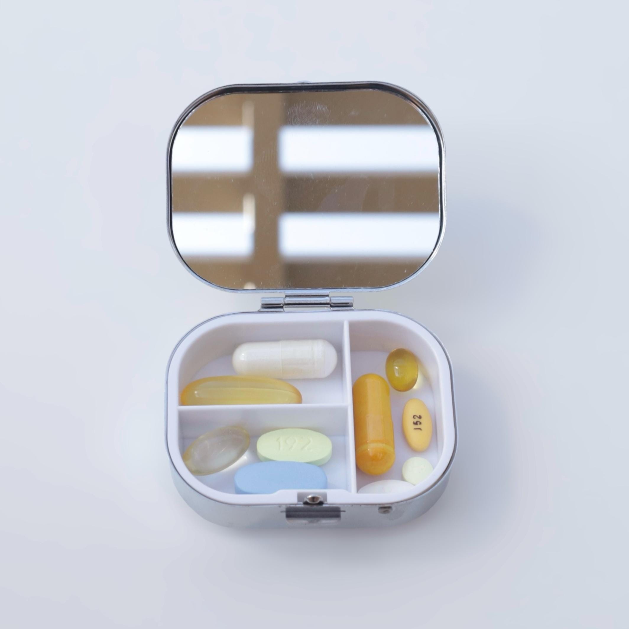 Amazon.com: Round Pill Case 3 Compartment Cute Kitten Black