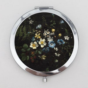 Flowers and Ferns Compact Mirror OR Pill Box - Floral Arrangement, Still Life Flowers, Portable Mirror, Pocket Case, Keepsake Box, Travel