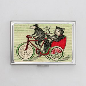 Portasigarette o portacarte a forma di topo e gatto in carrozza - Matchbox Artwork, piccolo portafoglio da viaggio, portacarte, portacarte, pre-arrotolato