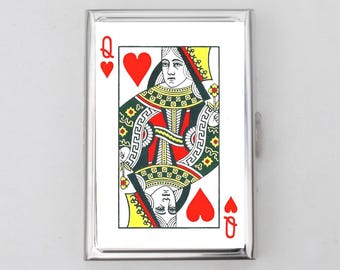 Queen Card Cigarette Case OR Card Holder - Gambling Gift, Casino Gift, Queen of Hearts, Card Case, Funny Gift, Business Card, ID Case