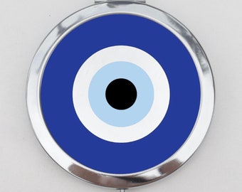 Turkish Evil Eye Compact Mirror OR Pill Box - Gift for Her, Hamsa, Protection Gift, Birthday Gift, Small Mirror, Pocket Mirror, Gift for Her