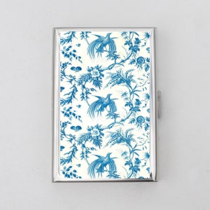 Estojo de cigarro OU porta-cartão Blue Birds - Edwardismo, dama de honra, presente de casamento, cigarreira, cartão de visita, porta-identidade, presente, aniversário