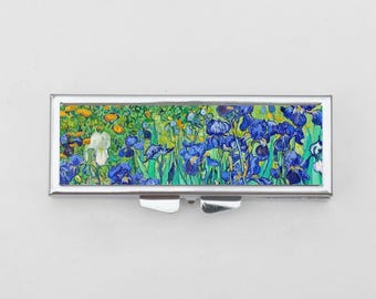 Irises Rectangle Pill Box -  Floral Art Gift, Gifts, Trinket Box, Pill Case, Pill Holder, Travel Size, Small Box, Gifts Under 15, Bridesmaid
