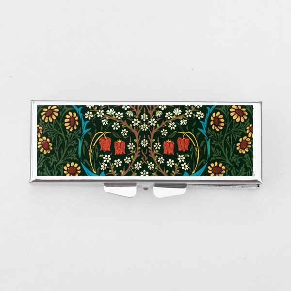 Art Nouveau Pill Box -  Floral, Flower Case, William Morris, Daily Pill Case, 3 Day Pill, Trinket Box, Pill Case, Pill Holder, Travel Size