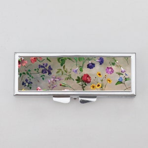 Boîte à pilules rectangle floral - Floral, fleurs, motif floral, petit cadeau, cadeau de demoiselles d'honneur, étui à pilules rond, étui de vitamines, boîte souvenir, cadeaux