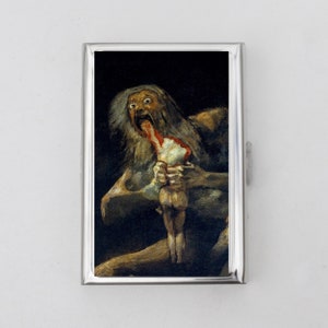 Saturne dévorant son fils étui à cigarettes ou porte-cartes - gothique, Goya, impression d'art, étui à cigarettes, carte de visite, porte-carte d'identité, cadeau d'anniversaire