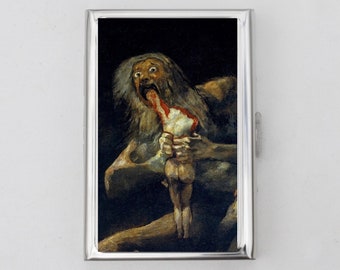 Saturnus verslindt zijn zoon sigarettenkoker of kaarthouder - Gothic, Goya, Art Print, sigarettenkoker, visitekaartje, ID-houder, verjaardagscadeau