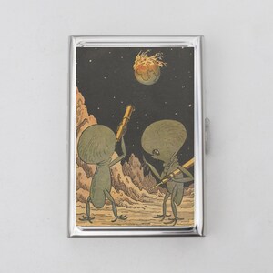 Alien Inspiration Zigaretten Etui ODER Kartenhalter - Außerirdische, Entführung durch Außerirdische, Kunstwerk von Außerirdischen, Zigarettenetui, Visitenkarte, Ausweishalter