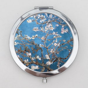 Almond Blossom Van Gogh Compact Mirror OR Pill Case - Japanese Woodcuts, Flowering Trees, Pill Case, Trinket Box, Pocket Mirror
