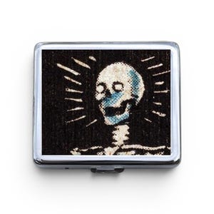 Skeleton 8 Day Pill Box - Birthday Gift, Retro, Travel Size Case, Pill Box, 8 Day Pill Box, Portable Case, Purse Pill Box, Punk