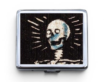 Skeleton 8 Day Pill Box - Birthday Gift, Retro, Travel Size Case, Pill Box, 8 Day Pill Box, Portable Case, Purse Pill Box, Punk