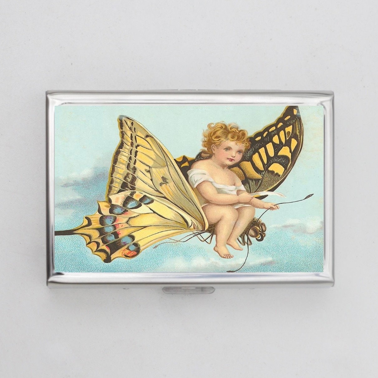 Butterfly Slim Cigarette Case Business Card Holder 