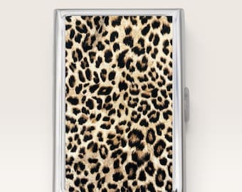 Cheetah Cigarette Case OR Card Holder - Hide n Seek, Sun Illustration, Vintage Artwork, Moon, Cigarette Case, Business Card, ID Holder
