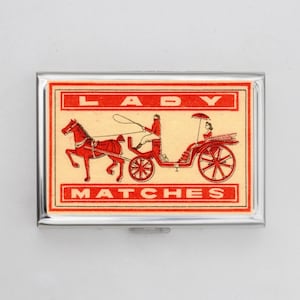 Vintage Streichholzschachtel Kunst Zigarettenetui ODER Kartenhalter - Vintage Kunst, Lady Streichholzschachtel, Hasen Kunstwerk, edle Hülle, Visitenkarte, Ausweishalter