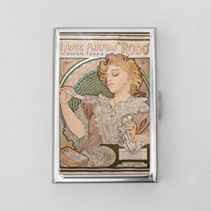 Alphonse Mucha Zigarettenetui ODER Kartenhalter - Jugendstil, Lance Parfum, 1920er Jahre, Zigarettenetui, Visitenkarte, Geburtstagsgeschenk