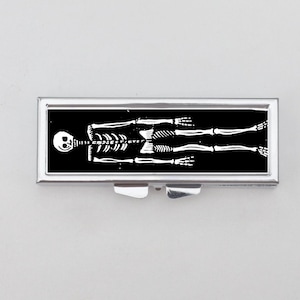 Skeleton Rectangle Pill Box - Pill Organizer, Keepsake Box, Pill Case, Vitamin Organizer, Gothic, Dark Academia, Macabre, Coffin, Death