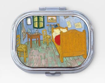 Bedroom Happy Rectangle Pill Box - Van Gogh, Arles, Jewelry Case, Travel Size, Pill Case, Pill Container, Cute Pill Organizer