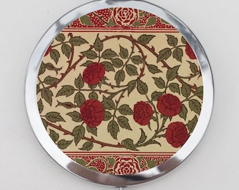Rose Taschenspiegel OR Pillendose - Vintage Design, Accessoire Reisespiegel, Trinket Box, Aufbewahrungsbox, Pillendose, Pillenhalter, kleine Pillendose