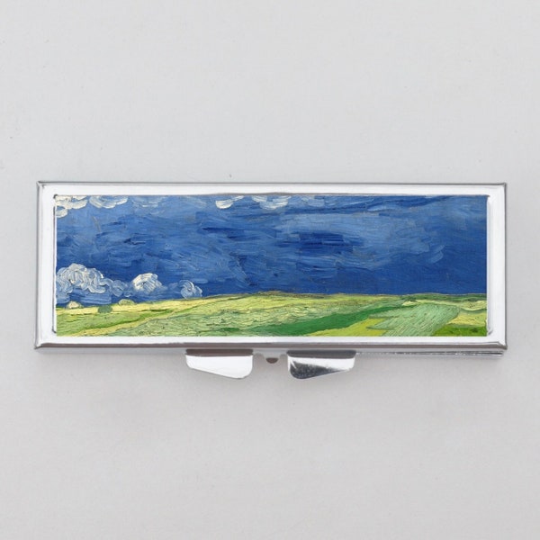 Landscape Pill Box - Vincent Van Gogh, Impressionist, Famous Artwork, Landscape, Beautiful View, Trinket Box, Pill Case, Pill Holder, Travel