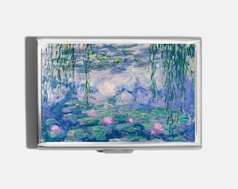 Wallet Lillies Cigarette Case OR Card Holder - Claude Monet, Impressionist Artwork, Stocking Stuffer, Christmas Gift, Bridesmaid Gifts