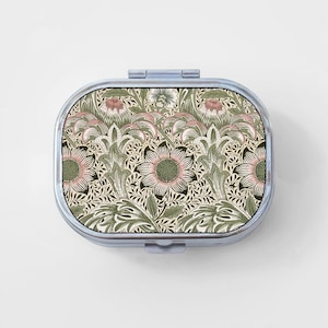 Art Nouveau Happy Rectangle Pill Box - William Morris, Jasmine, Jewelry Case, Travel Size, Pill Case, Pill Container, Cute Pill Organizer