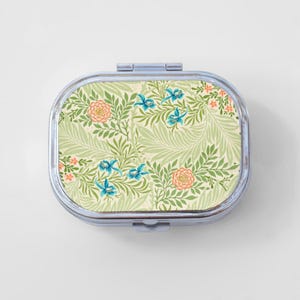 Art Nouveau Happy Rectangle Pill Box - William Morris, Floral, Jewelry Case, Travel Size, Pill Case, Pill Container, Cute Pill Organizer
