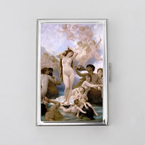 Estuche para cigarrillos o tarjetero "El nacimiento de Venus" - William-Adolphe Bouguereau, 1879, cuadro vintage "La belleza", tarjetero o portadocumentos