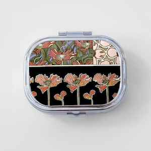 Boîte à pilules rectangle Happy Art nouveau - William Morris, coquelicots, étui à bijoux, format voyage, étui à pilules, récipient à pilules, joli organiseur de pilules