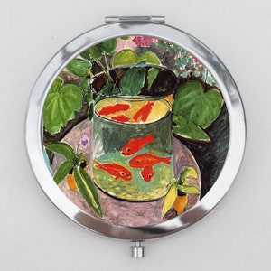 Goldfish Still Life Compact Mirror OR Pill Box - Goldfish, Animal Famous Paintings Trinket Box, Pill Case, Pill Holder, Small Pill Case