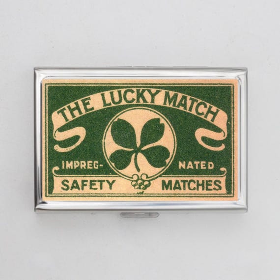Vintage Matchbox Art Cigarette Case OR Card Holder - Vintage Artwork, Matchbox, Lucky Artwork, Business Card, ID Holder, 13, Irish