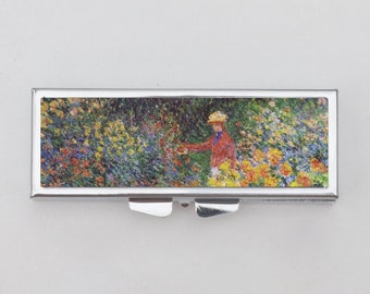 Garden at Giverny Rectangle Pill Box - Impressionist, Monet, Water Lilies, Gardening Gift, Modern Art, Pill Case, Pocket Pharmacy, Storage