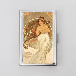 Alphonse Mucha Zigaretten Etui ODER Kartenhalter - Jugendstil, Musik, Roaring 20s, Zigaretten Etui, Visitenkarte, Ausweishalter, Geburtstagsgeschenk