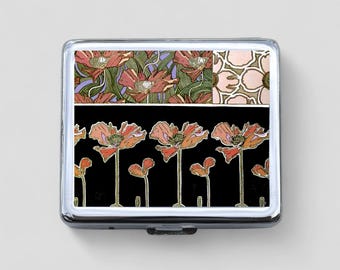 Poppies 8 Day Pill Box - Floral Pill Case, Flower Case, Travel Size Pill Case, Pill Box, 8 Day Pill Box, Portable Pill Case, Purse Pill Box
