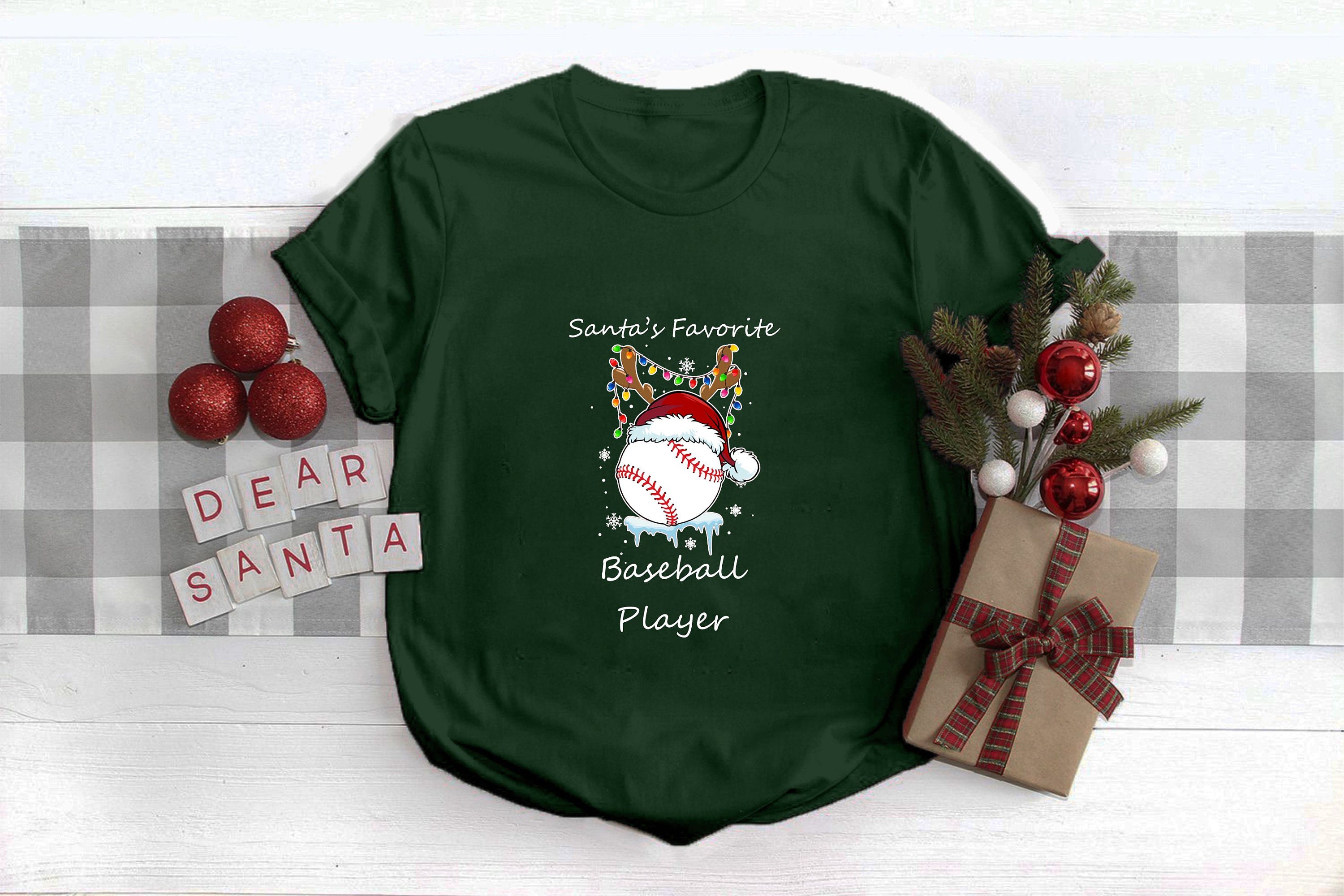 Discover Santa's Favorite Baseball Player, Holiday Season Outfit, Christmas 2022, Christmas Gift, Baseball Player Xmas T-Shirt, Baseball Lovers