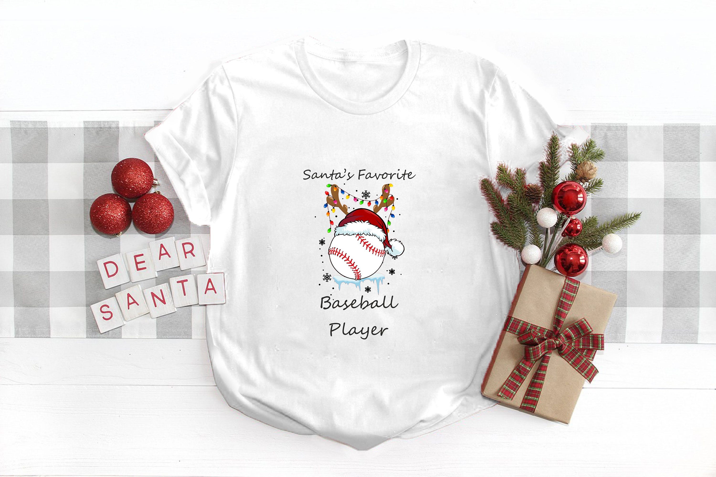 Discover Santa's Favorite Baseball Player, Holiday Season Outfit, Christmas 2022, Christmas Gift, Baseball Player Xmas T-Shirt, Baseball Lovers