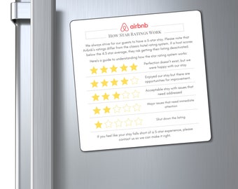 Airbnb Star Rating Explanation Magnet, 5 Star Rating Guide