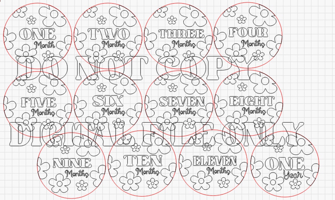 DIGITAL File-- Boho Flower Milestone Set Laser Cut File Glowforge Svg ...