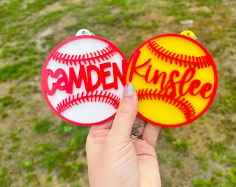 Anpassad akrylbaseboll- eller softbollspåsetikett