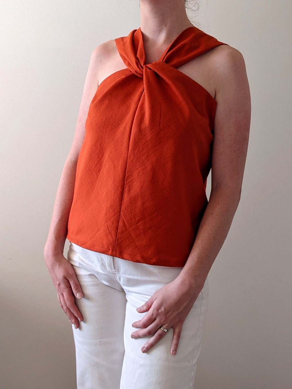 Twist Neck Top Digital Sewing Pattern Halter Top Pdf Pattern Etsy