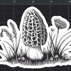 Morel Wildflower Sticker/waterproof vinyl/for waterbottles laptops journals scrapbooking kindle sticker/gifts for him/gifts for her/midwest