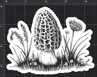 Morel Wildflower Sticker/waterproof vinyl/for waterbottles laptops journals scrapbooking kindle sticker/gifts for him/gifts for her/midwest