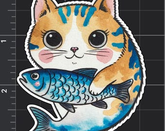 Meervalsticker/vinyl/waterbestendig/cadeaus voor hem/laptopdagboek bidonmap bumpersticker/tijdelijke tatoeage