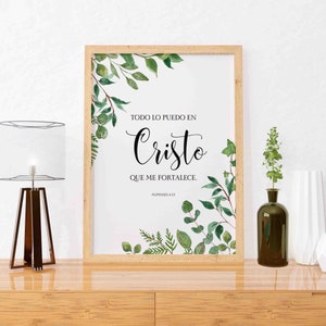 Druckbare Zitate Wandkunst // Philippenses 4:13 // Spanische Bibel Wandkunst // Spanischer Vers Druck // Spanisches Bibelzitat // Spanisches Geschenk