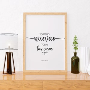 Yo HAGO Nuevas todos las cosas // Wall Art // Spanish Bible Wall Art // Bible Verse Spanish // Spanish Bible Quote // Apocalipsis 21:5