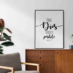 Para Dios Todo Es Posible // Digital Wall Art // Spanish Bible Wall Art // Bible Verse Spanish // Mateo 19:26 // Spanish Bible Quote